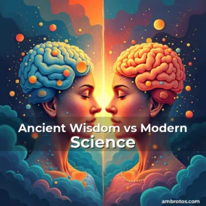 Artistic representation for Ancient Wisdom vs Modern Science