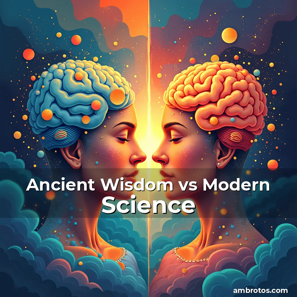 Artistic representation for Ancient Wisdom vs Modern Science